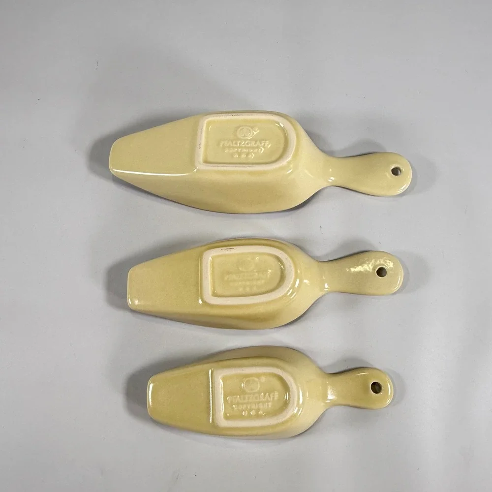 VTG Pfaltzgraff Village Measuring Scoops Set 3 Tan Brown Floral Farmhouse Retro